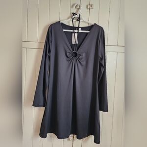 Long Sleeved Mini Dress with Ring Keyhole Detail & Tie - XL - NWT